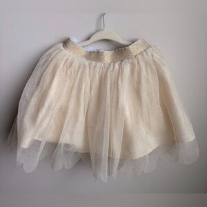 Hanna Andersson Sparkly Cream Tulle Skirt with Gold Waistband